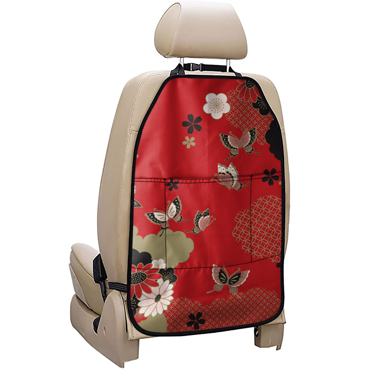 Japanese Flower Print Car Seat Organizers