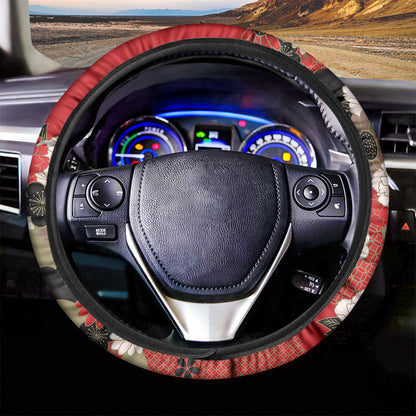 Japanese Flower Print Car Steering Wheel Cover