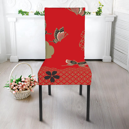 Japanese Flower Print Dining Chair Slipcover