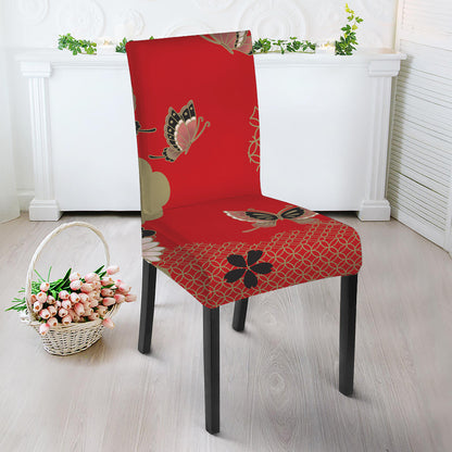 Japanese Flower Print Dining Chair Slipcover