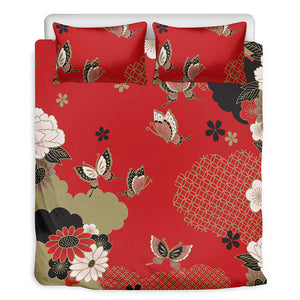 Japanese Flower Print Duvet Cover Bedding Set