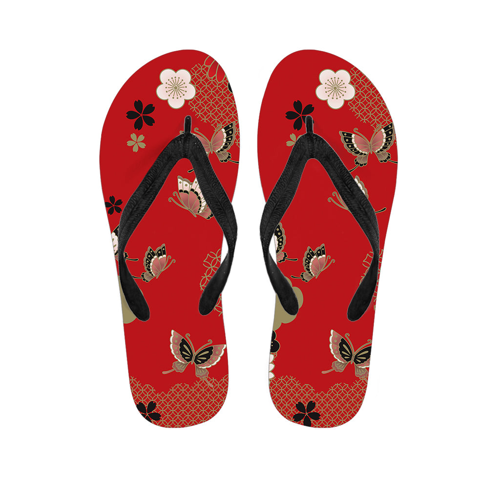 Japanese Flower Print Flip Flops
