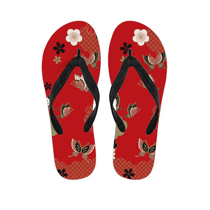 Japanese Flower Print Flip Flops