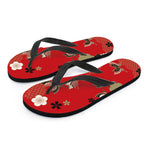 Japanese Flower Print Flip Flops
