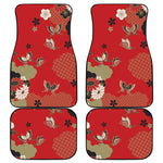 Japanese Flower Print Front and Back Car Floor Mats
