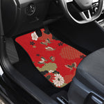Japanese Flower Print Front and Back Car Floor Mats