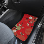 Japanese Flower Print Front and Back Car Floor Mats