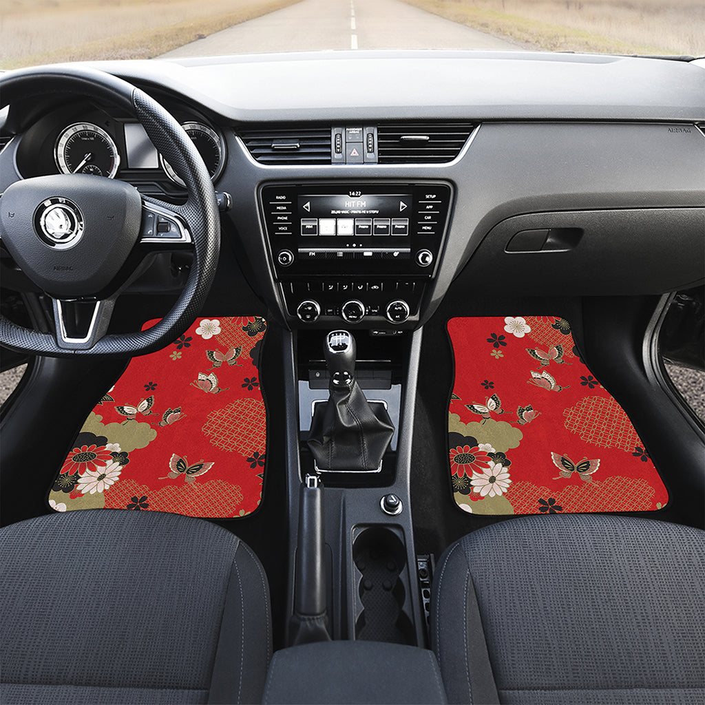 Japanese Flower Print Front Car Floor Mats