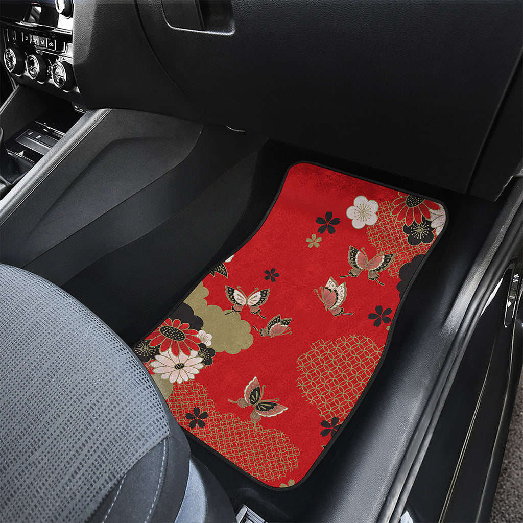 Japanese Flower Print Front Car Floor Mats