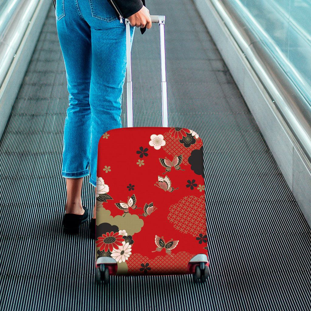 Japanese Flower Print Luggage Cover