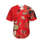 Japanese Flower Print Men's Baseball Jersey