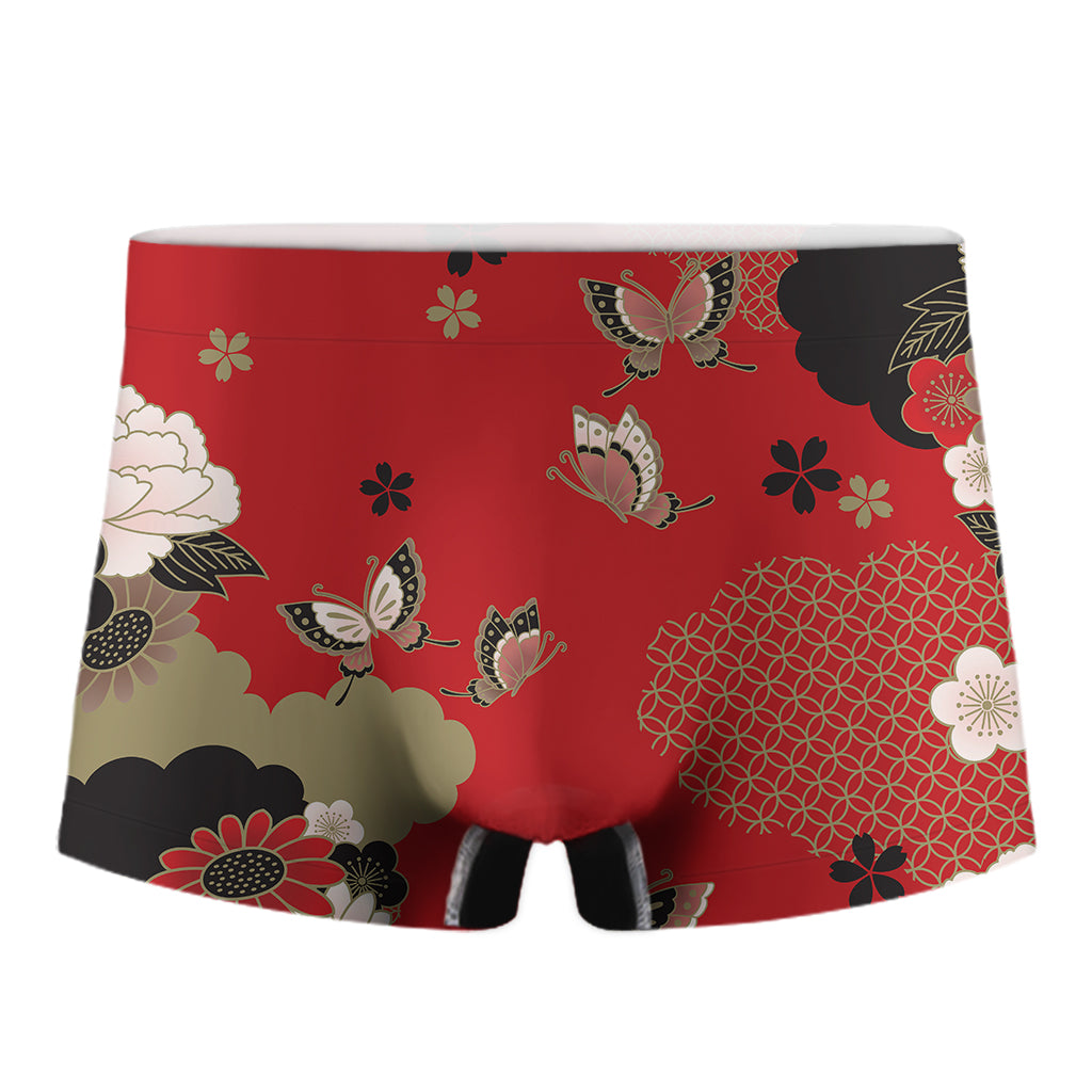 Japanese Flower Print Men's Boxer Briefs