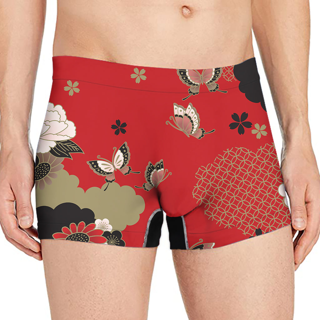 Japanese Flower Print Men's Boxer Briefs