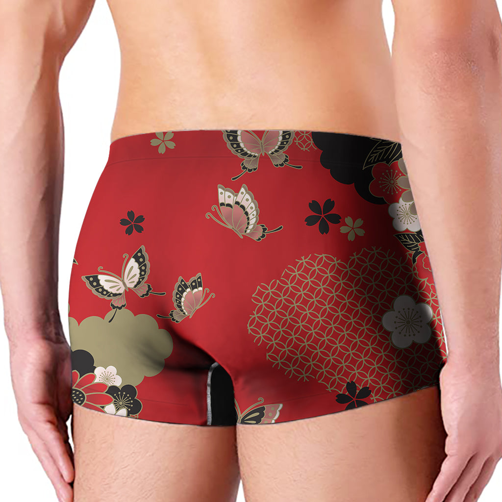 Japanese Flower Print Men's Boxer Briefs