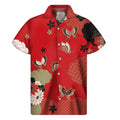 Japanese Flower Print Men's Short Sleeve Shirt