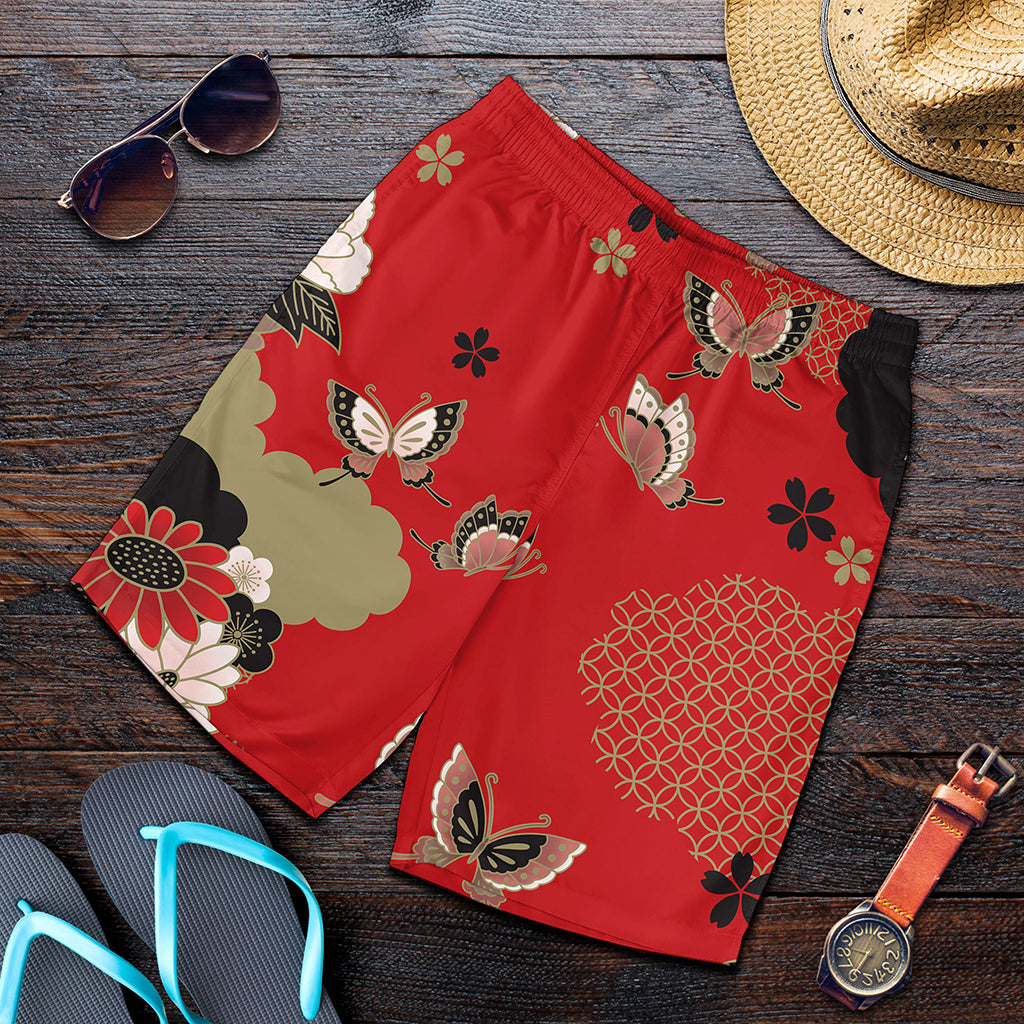 Japanese Flower Print Men's Shorts