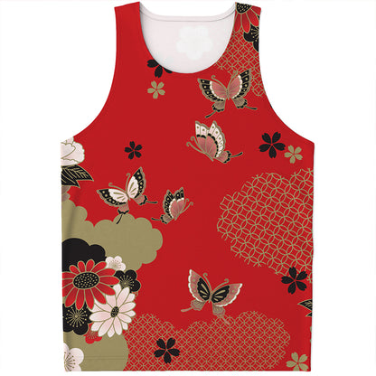 Japanese Flower Print Men's Tank Top