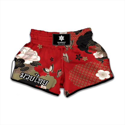 Japanese Flower Print Muay Thai Boxing Shorts