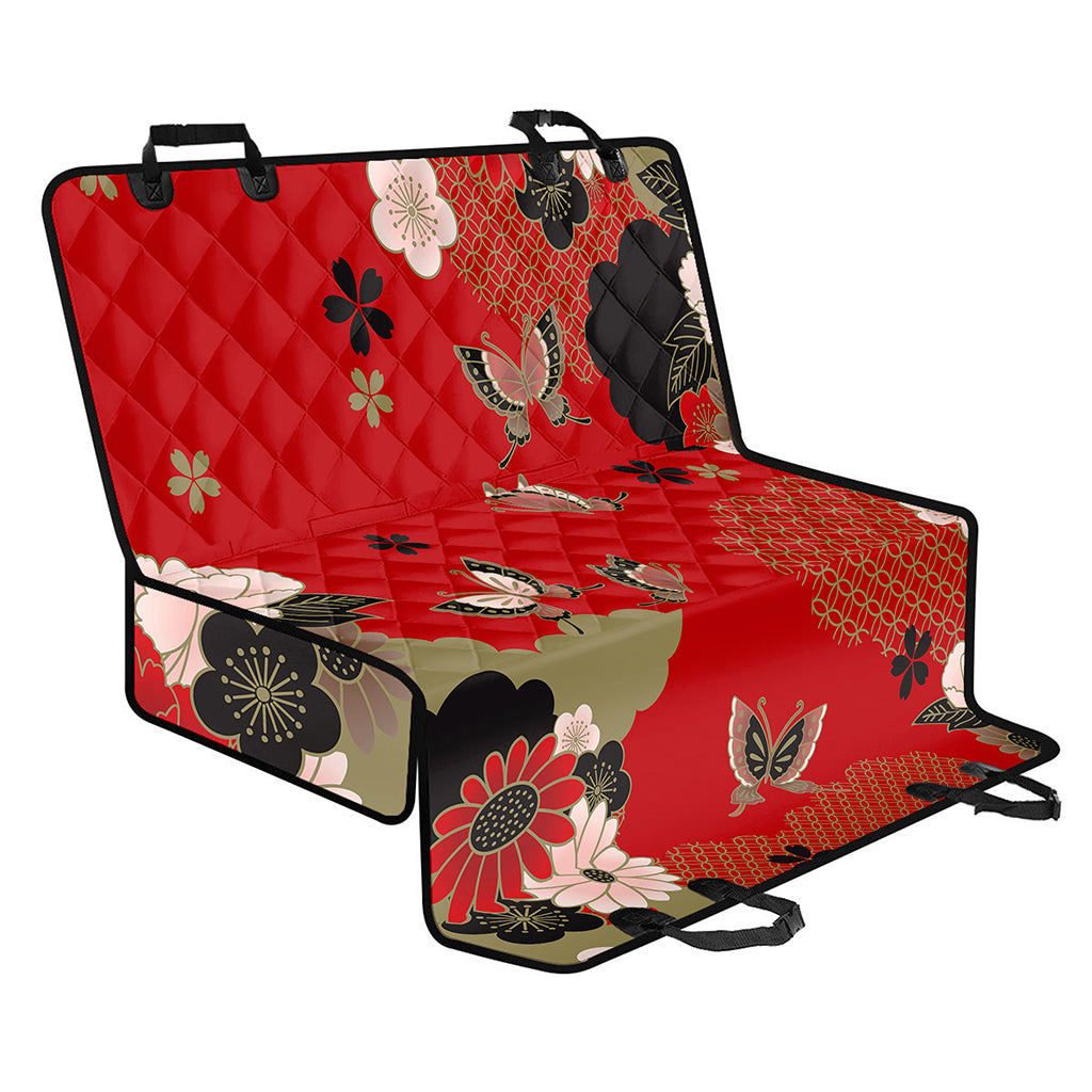 Japanese Flower Print Pet Car Back Seat Cover