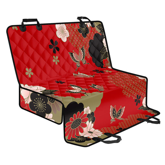 Japanese Flower Print Pet Car Back Seat Cover