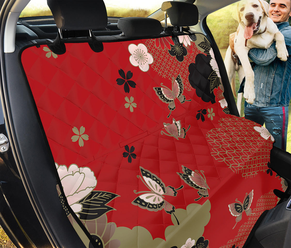 Japanese Flower Print Pet Car Back Seat Cover