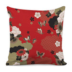 Japanese Flower Print Pillow Cover