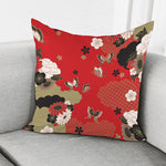 Japanese Flower Print Pillow Cover