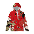 Japanese Flower Print Pullover Hoodie