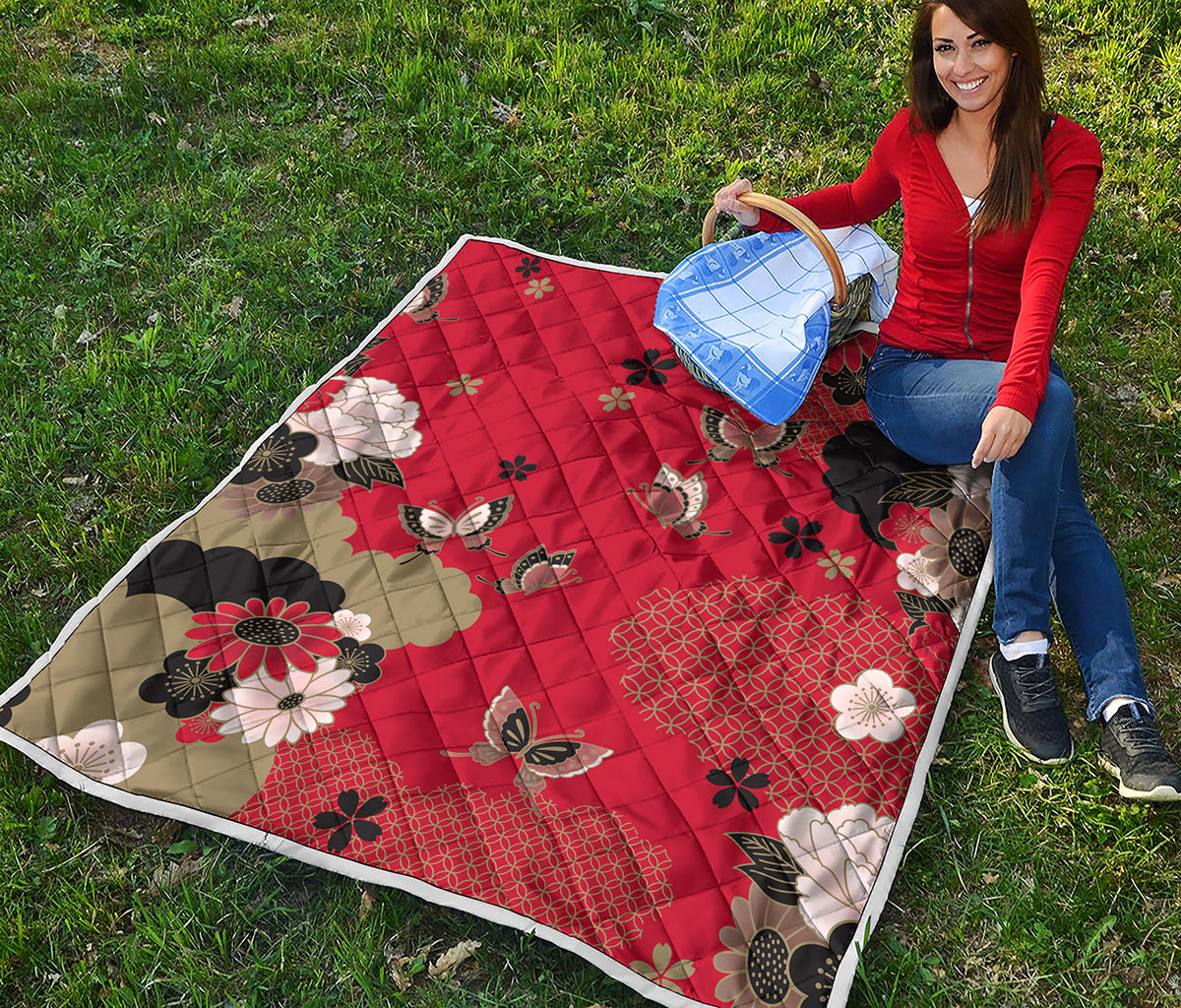 Japanese Flower Print Quilt