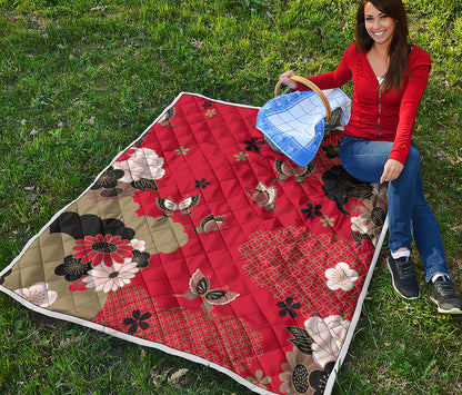 Japanese Flower Print Quilt