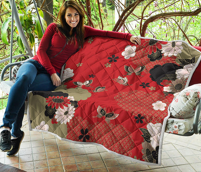 Japanese Flower Print Quilt