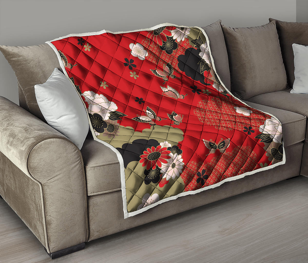 Japanese Flower Print Quilt