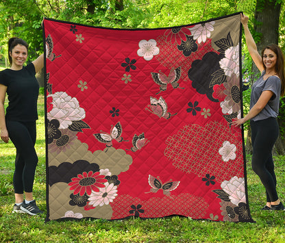 Japanese Flower Print Quilt