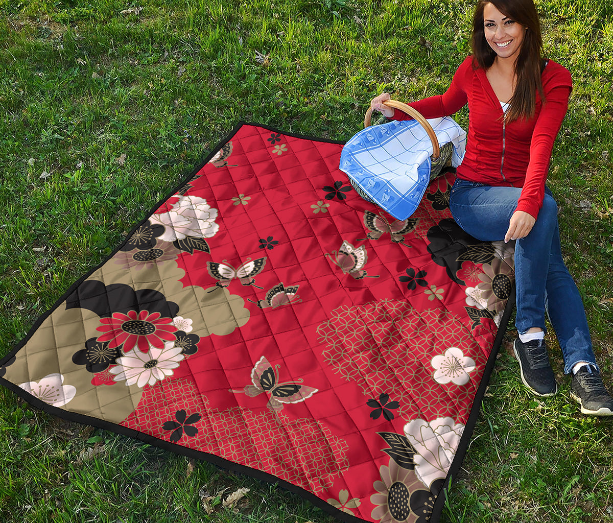 Japanese Flower Print Quilt