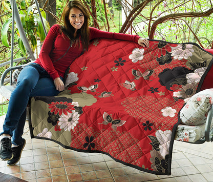 Japanese Flower Print Quilt
