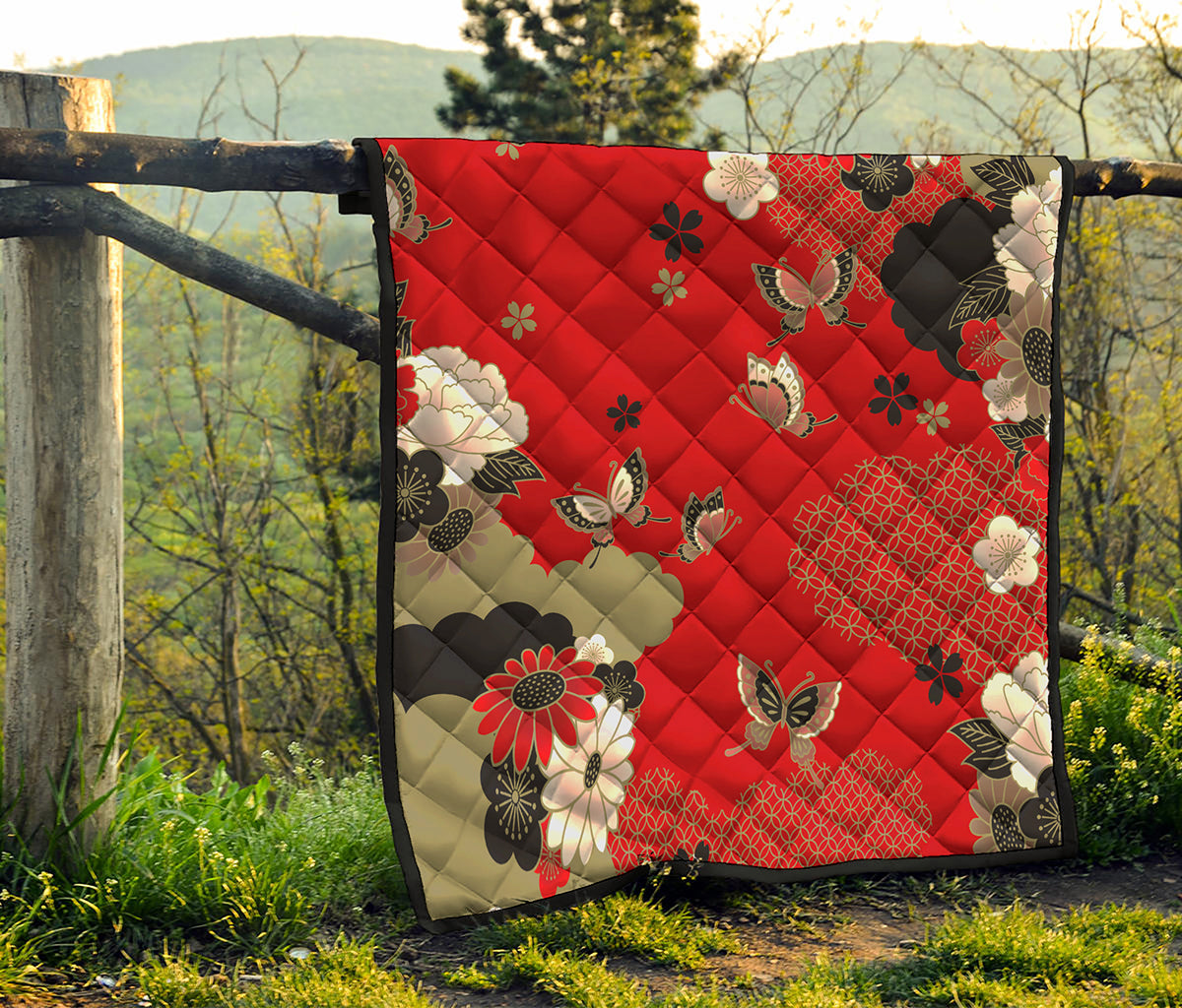 Japanese Flower Print Quilt