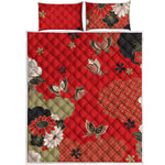 Japanese Flower Print Quilt Bed Set