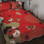 Japanese Flower Print Quilt Bed Set
