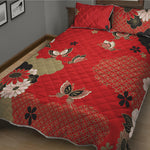 Japanese Flower Print Quilt Bed Set