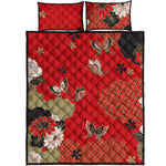 Japanese Flower Print Quilt Bed Set