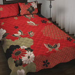 Japanese Flower Print Quilt Bed Set