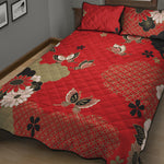 Japanese Flower Print Quilt Bed Set