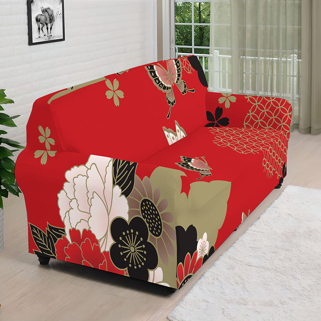 Japanese Flower Print Sofa Cover