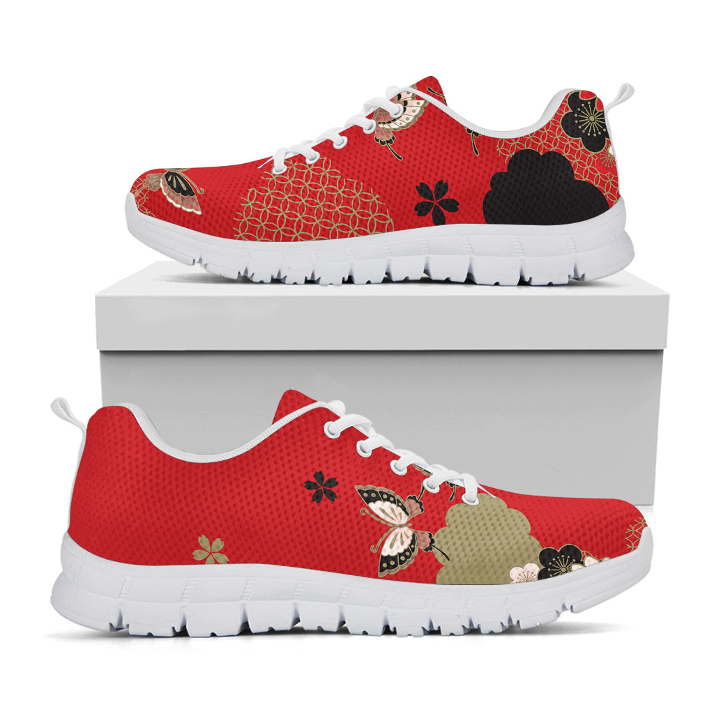 Japanese Flower Print White Sneakers