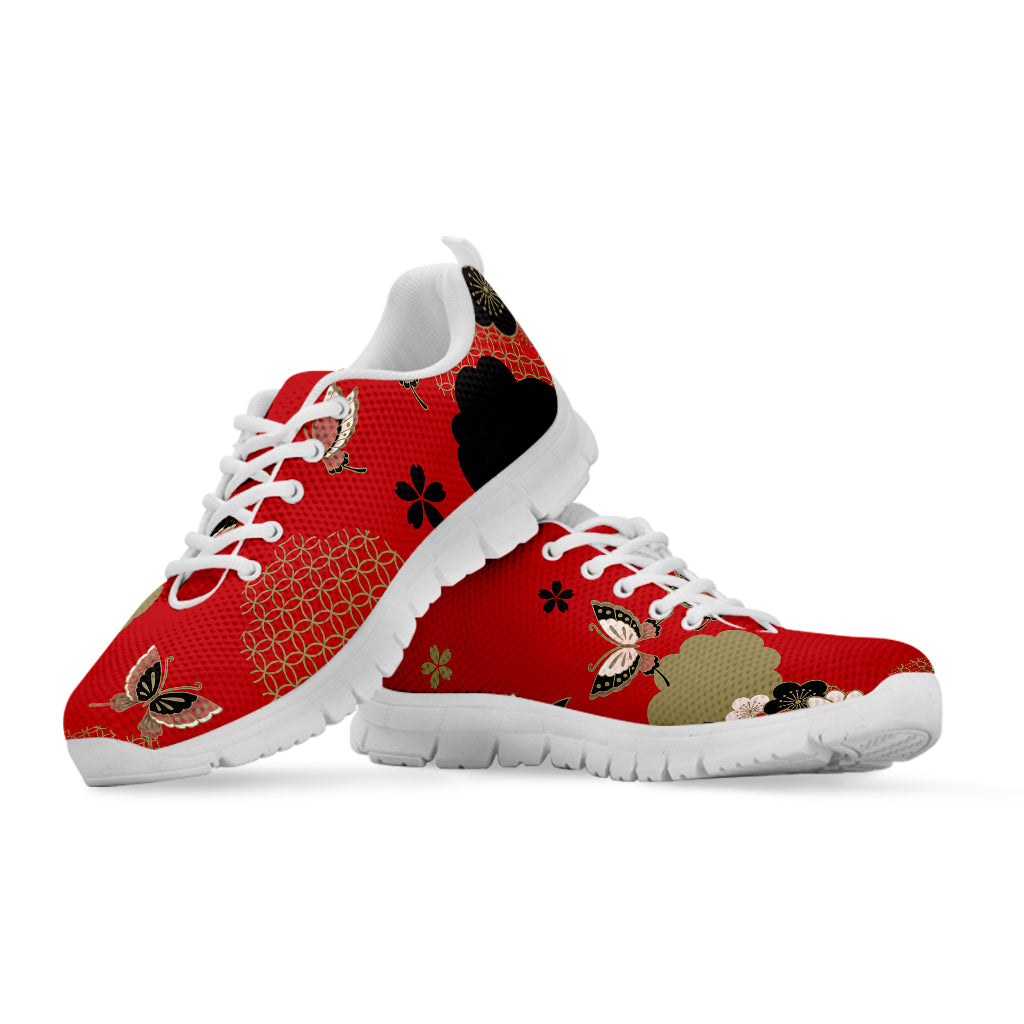 Japanese Flower Print White Sneakers