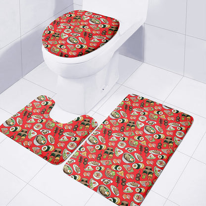 Japanese Food Pattern Print 3 Piece Bath Mat Set