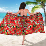 Japanese Food Pattern Print Beach Sarong Wrap