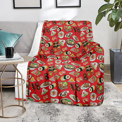 Japanese Food Pattern Print Blanket