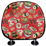 Japanese Food Pattern Print Car Headrest Covers