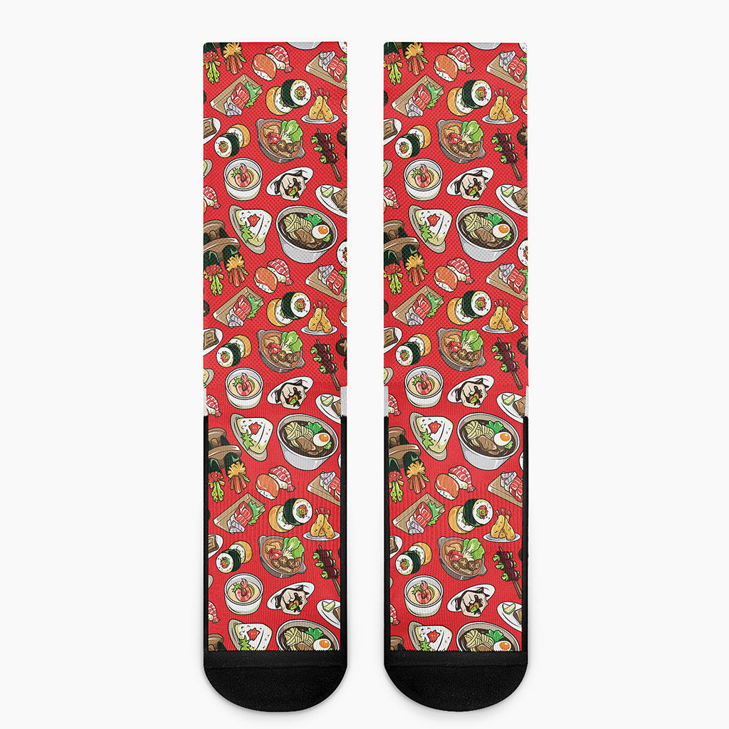 Japanese Food Pattern Print Crew Socks